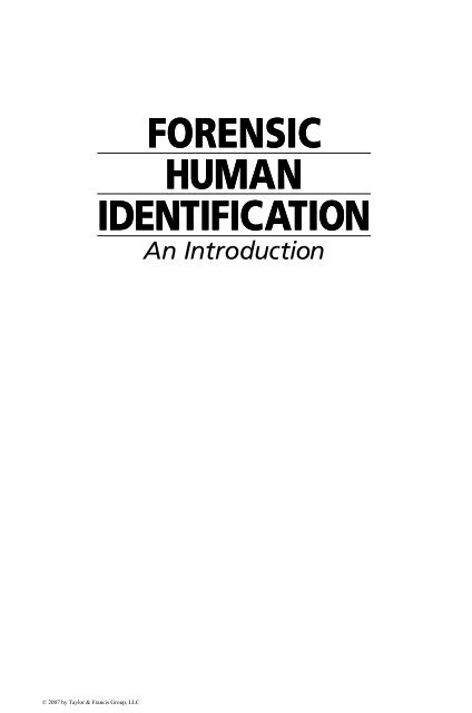 FORENSIC HUMAN IDENTIFICATION: An Introduction
