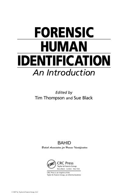 FORENSIC HUMAN IDENTIFICATION: An Introduction