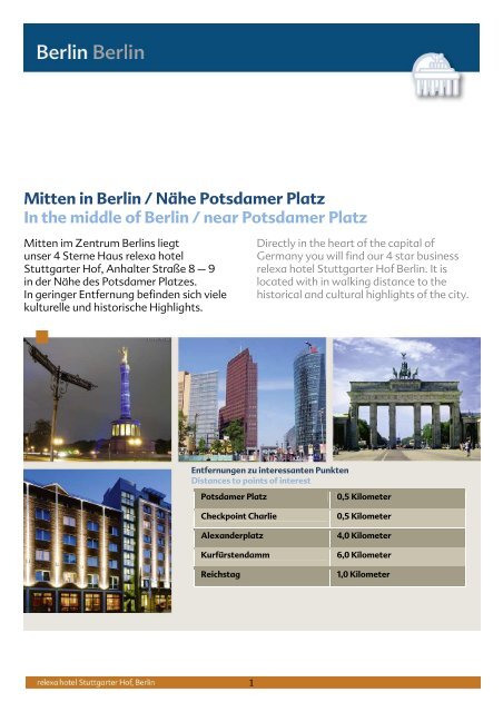 Mitten in Berlin / Nähe Potsdamer Platz In the ... - relexa hotel Berlin