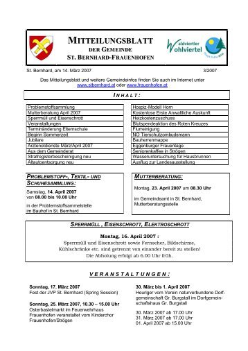 MITTEILUNGSBLATT - Gemeinde St. Bernhard-Frauenhofen