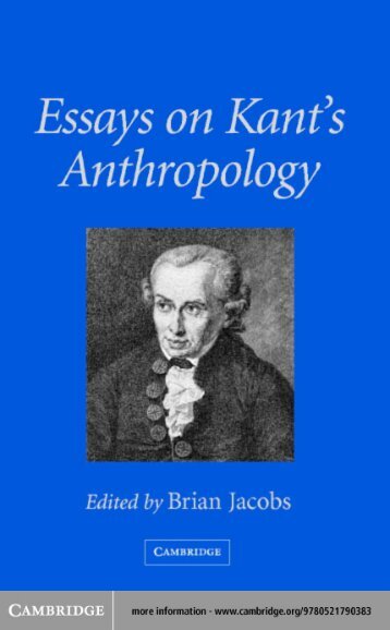 Essays on Kant's Anthropology - Additional Information