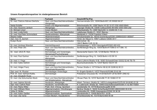 Unsere Partner der niedergelassenen Ärzte (PDF) - Hauttumorcentrum