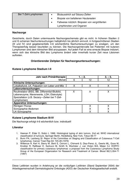 Empfehlungen zur Nachsorge - Tumorzentrum Land Brandenburg