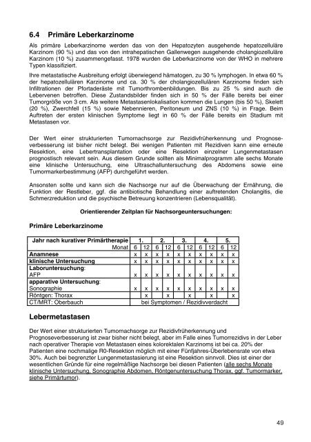 Empfehlungen zur Nachsorge - Tumorzentrum Land Brandenburg