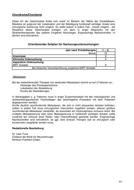 Empfehlungen zur Nachsorge - Tumorzentrum Land Brandenburg