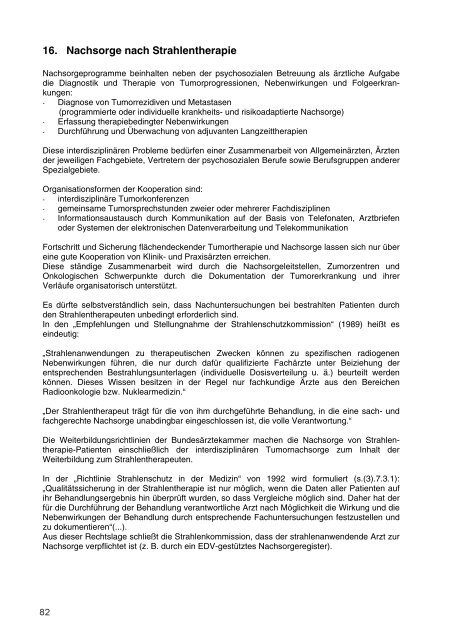 Empfehlungen zur Nachsorge - Tumorzentrum Land Brandenburg