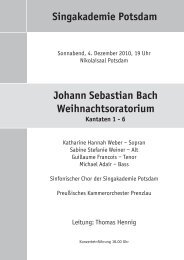 Singakademie Potsdam Johann Sebastian Bach Weihnachtsoratorium