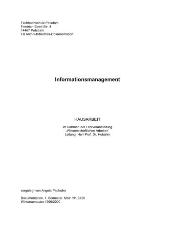 Informationsmanagement - Fachhochschule Potsdam