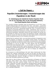 Populäre Inszenierungen / Inszenierungen des Populären in der ...