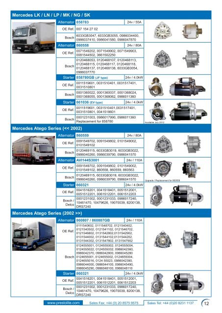 popular truck 2012 cross-reference guide - Prestolite Electric Inc.