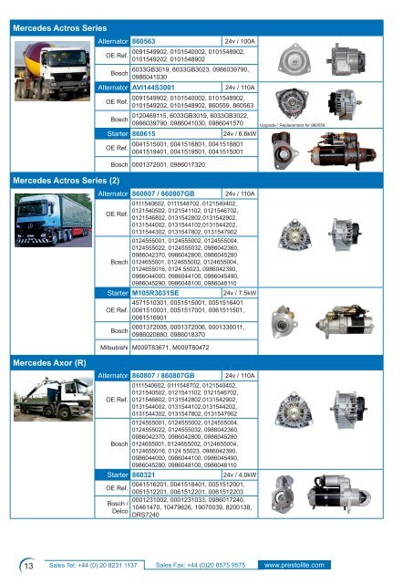 popular truck 2012 cross-reference guide - Prestolite Electric Inc.