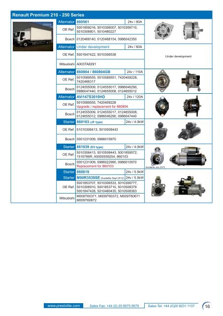 popular truck 2012 cross-reference guide - Prestolite Electric Inc.