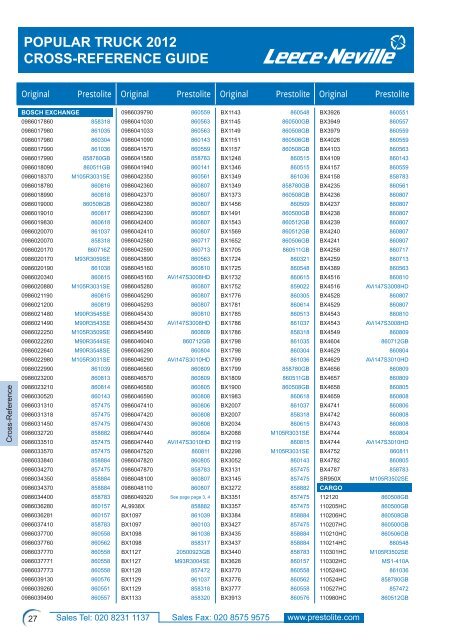 popular truck 2012 cross-reference guide - Prestolite Electric Inc.