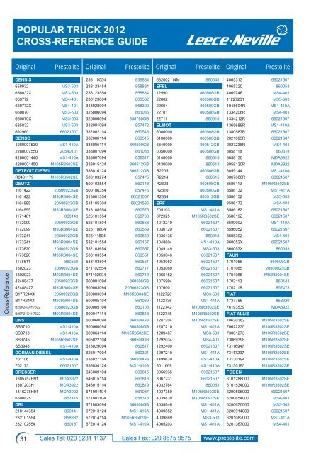 popular truck 2012 cross-reference guide - Prestolite Electric Inc.