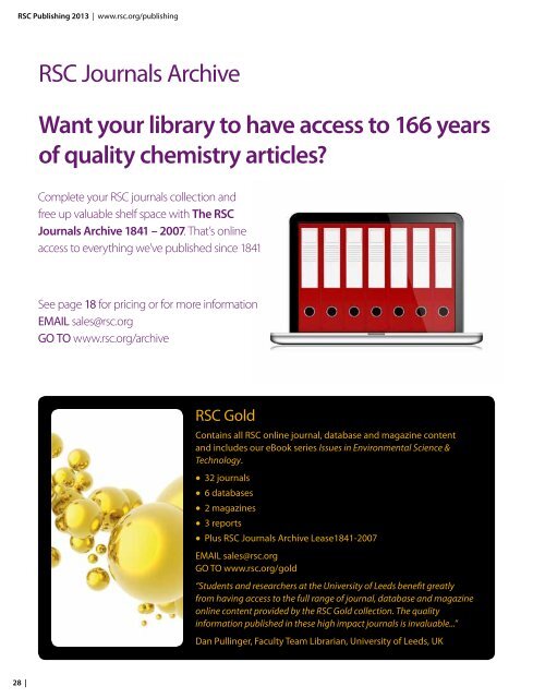 RSC Publishing Catalogue 2013 - Royal Society of Chemistry