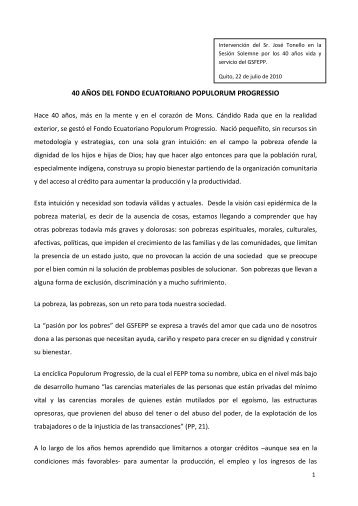 40 AÑOS DEL FONDO ECUATORIANO POPULORUM ... - FEPP