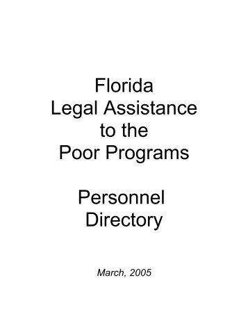 Florida Legal Assistance to the Poor Programs Personnel Directory