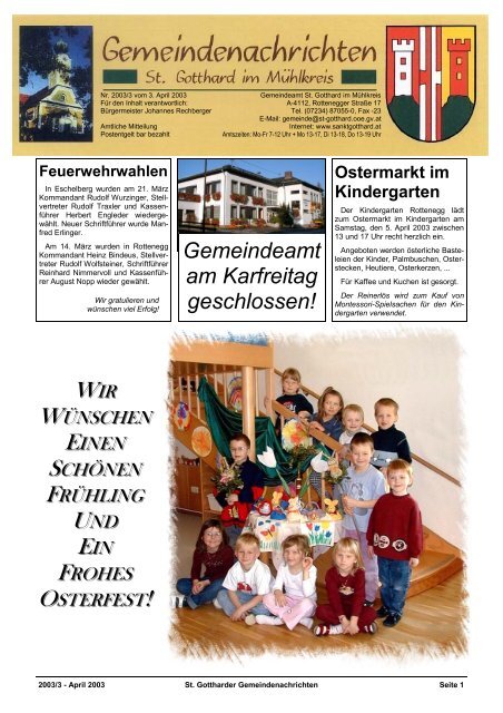 Gemeindeamt am Karfreitag geschlossen! - St. Gotthard im Mühlkreis