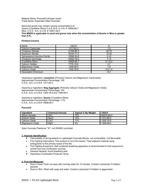 MATERIAL SAFETY DATA SHEET - Atlas Block