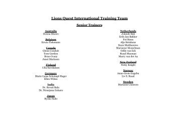 Lions Quest International Training Team