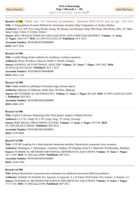 Web of Knowledge Page 1 (Records 1 -- 50) [ 1 | 2 | 3 | 4 Web of Knowledge Page 1 (Records 1 -- 50) [ 1 | 2 | 3 | 4
