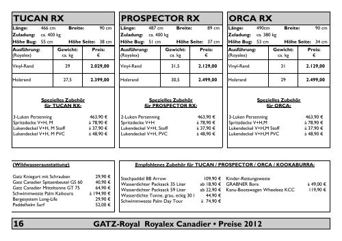 Gatz-Preisliste 2012