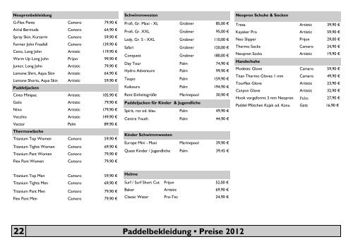 Gatz-Preisliste 2012