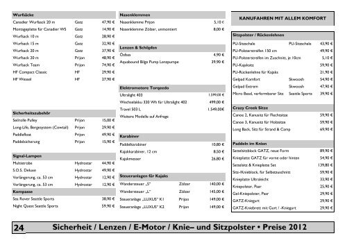 Gatz-Preisliste 2012