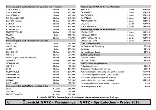 Gatz-Preisliste 2012