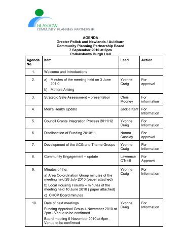 AGENDA Greater Pollok and Newlands / Auldburn Community ...