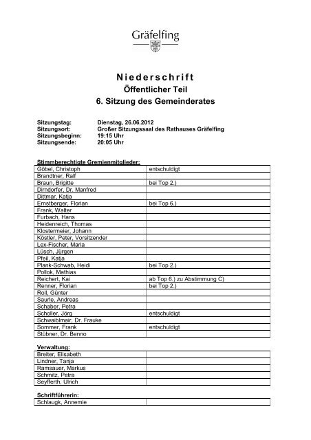 Niederschrift - Gemeinde Gräfelfing