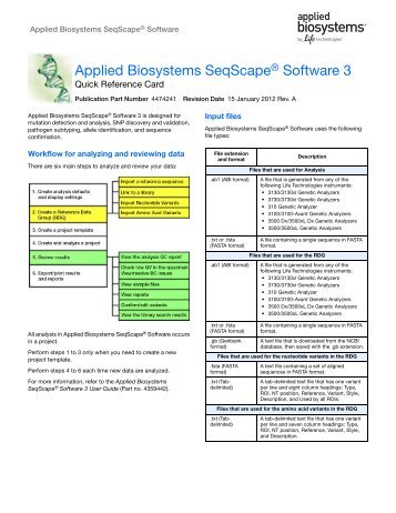 Applied Biosystems SeqScape® Software 3 Quick ... - Invitrogen