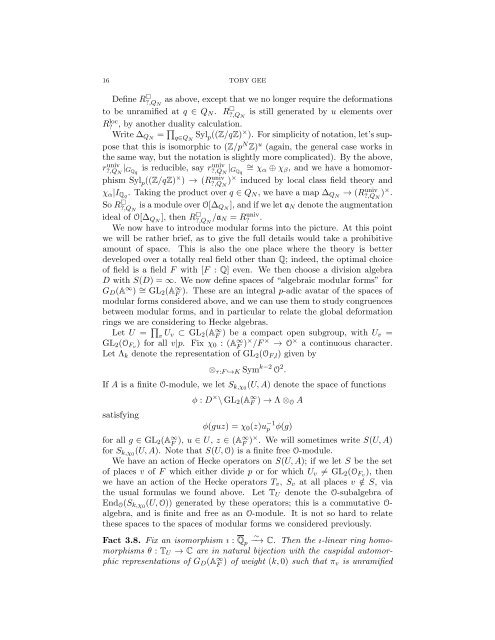 MODULARITY LIFTING THEOREMS - NOTES FOR POSTECH ...
