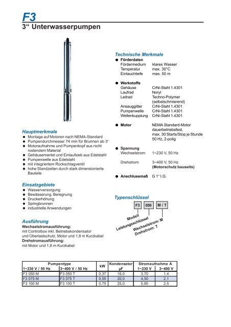 F3 3“ Unterwasserpumpen - Speck Pumpen