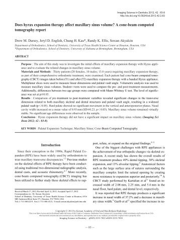 Does hyrax expansion therapy affect maxillary sinus volume? A ...