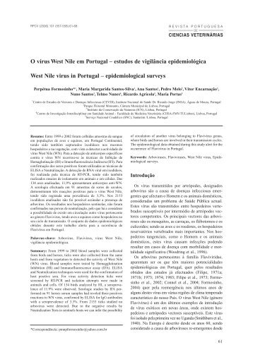 O vírus West Nile em Portugal - Faculdade de Medicina Veterinária ...