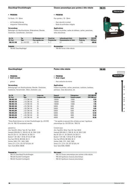 PREBENA Druckluftnagler und Heftklammern ... - Debrunner Acifer