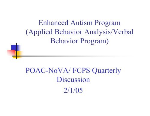Enhanced Autism Program - Parents Of Autistic Children of Northern ...
