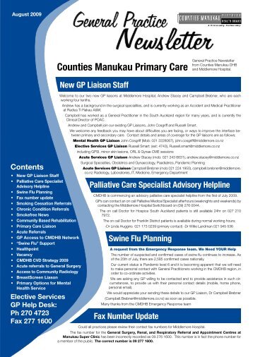 Counties Manukau Primary Care - Counties Manukau District Health ...