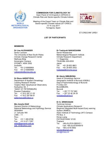 List of participants - WMO