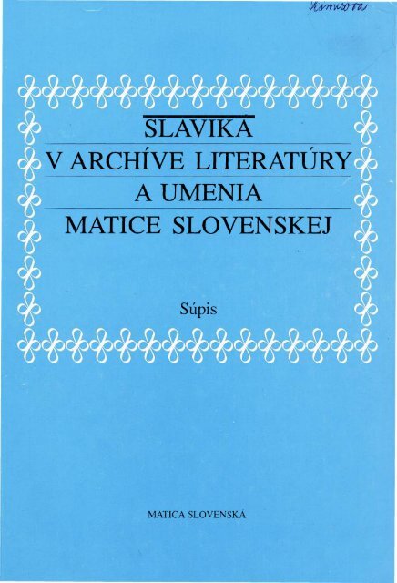 Úvod 5 Slaviká všeobecne - Slovenská národná knižnica