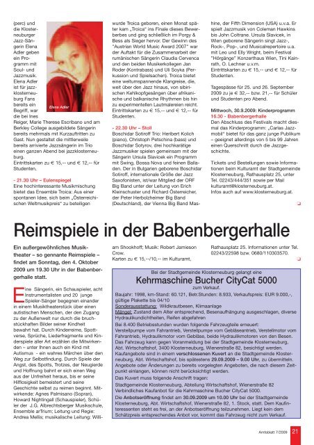 Amtsblatt Nr. 7/2009 - Stadtgemeinde Klosterneuburg