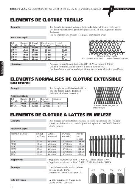 LISTE DE PRIX 2012 - Pletscher & Co. AG