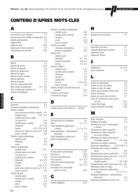 LISTE DE PRIX 2012 - Pletscher & Co. AG