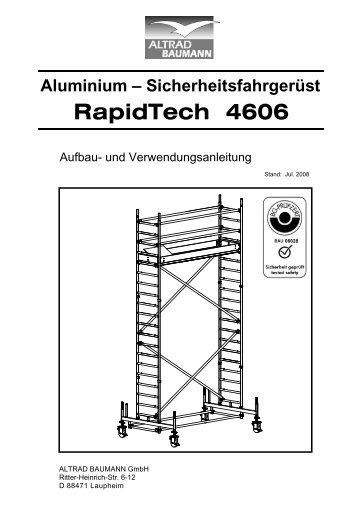 Aluminium – Sicherheitsfahrgerüst RapidTech 4606