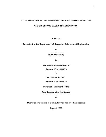 LITERATURE SURVEY OF AUTOMATIC FACE RECOGNITION ...