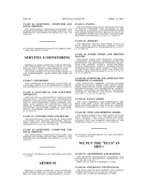 marks published for opposition - U.S. Patent and Trademark Office