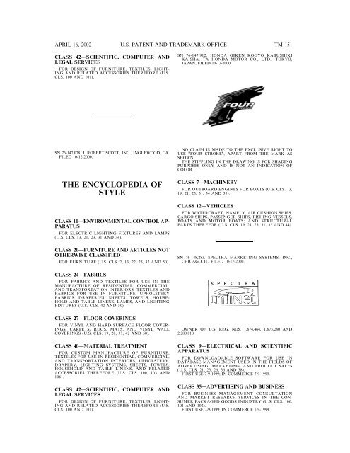 marks published for opposition - U.S. Patent and Trademark Office