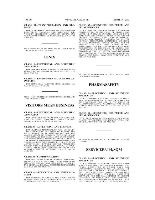 marks published for opposition - U.S. Patent and Trademark Office