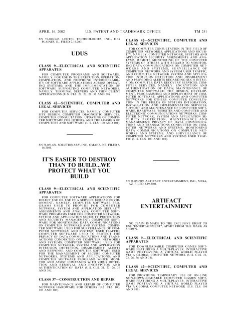 marks published for opposition - U.S. Patent and Trademark Office